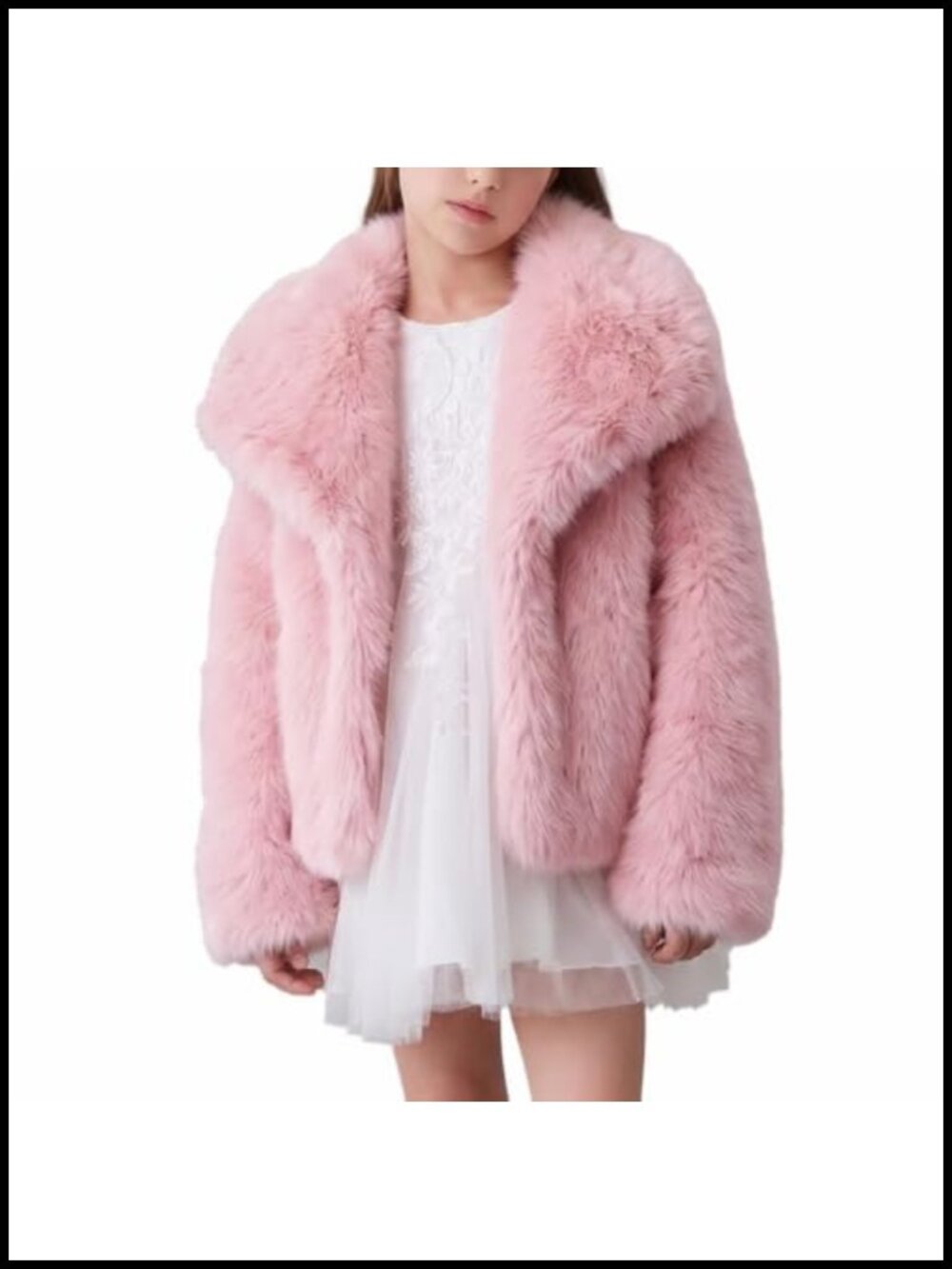 Girls Faux Fur Coat Kids Fluffy Long Sleeve Open Front Jacket Warm Winter
